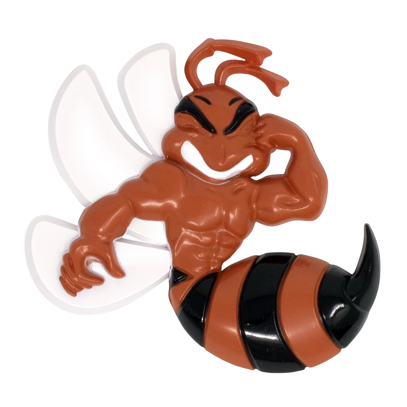 Orange Angry Bee Emblem Product Closeup