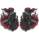 Flaming Skeleton Emblem - Left & Right - Black