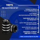 Yeti Tire Valve Caps - 4pcs - Black