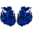 Flaming Skeleton Emblem - Left & Right - Blue