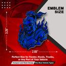 Flaming Skeleton Emblem - Left & Right - Blue