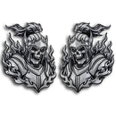 Flaming Skeleton Emblem - Left & Right - Chrome