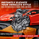 Flaming Skeleton Emblem - Left & Right - Chrome