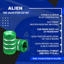 Alien Tire Valve Caps - 4pcs - Green