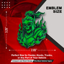 Flaming Skeleton Emblem - Left & Right - Green