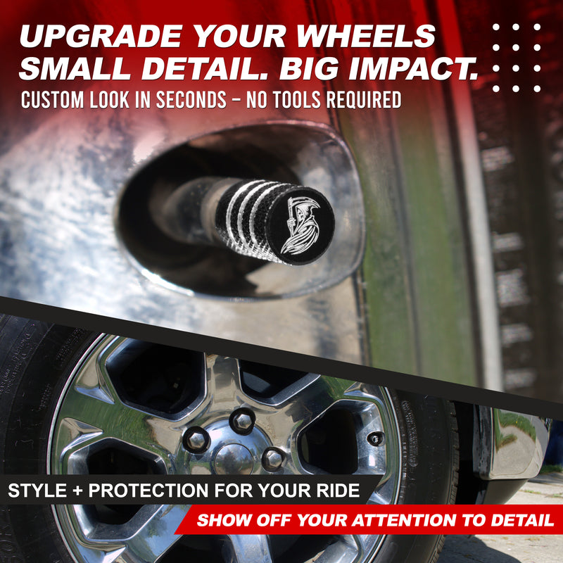 Grim Reaper Tire Valve Caps - Black