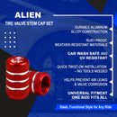 Alien Tire Valve Caps - 4pcs - Red