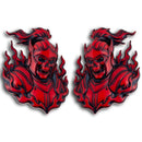 Flaming Skeleton Emblem - Left & Right - Red