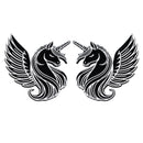 Unicorn Emblem - Left and Right - White