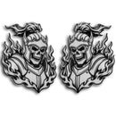 Flaming Skeleton Emblem - Left & Right - White
