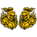 Flaming Skeleton Emblem - Left & Right - Yellow