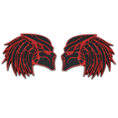 Red and Black Predator Emblem Closeup