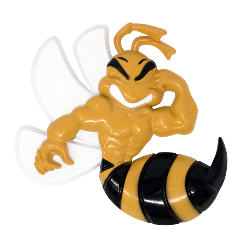 Yellow Angry Bee Emblem Product Closeup