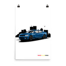 Blue Car Night Sky - Poster
